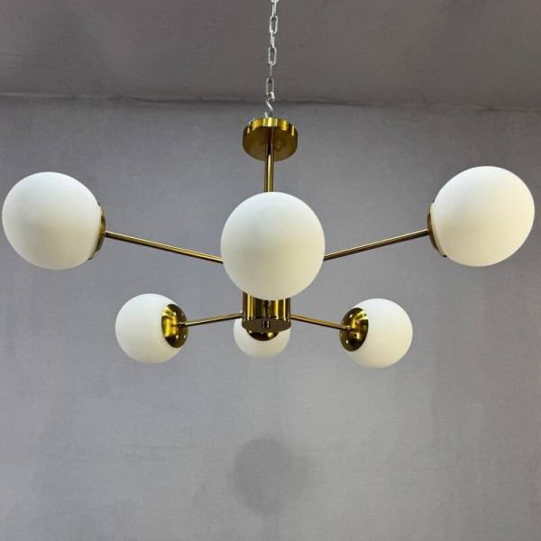 Комплект Люстра + 2 бра Люстра сучасна 9586/6 Латунь + 2 Бра В1835BR E27 Латунь