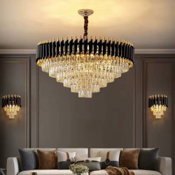 Люстра кришталева JY1913/600 Золото-чорна